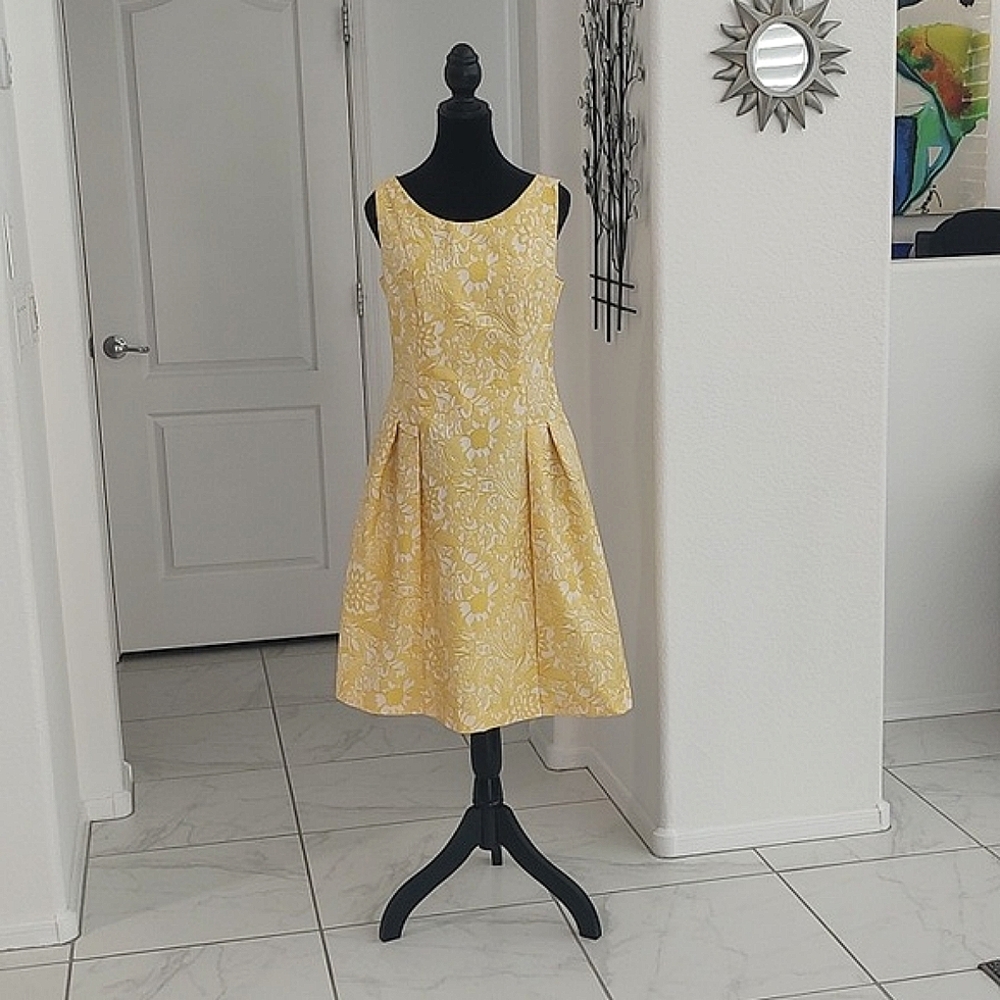 Carmen Marc Valvo Yellow Floral Dress